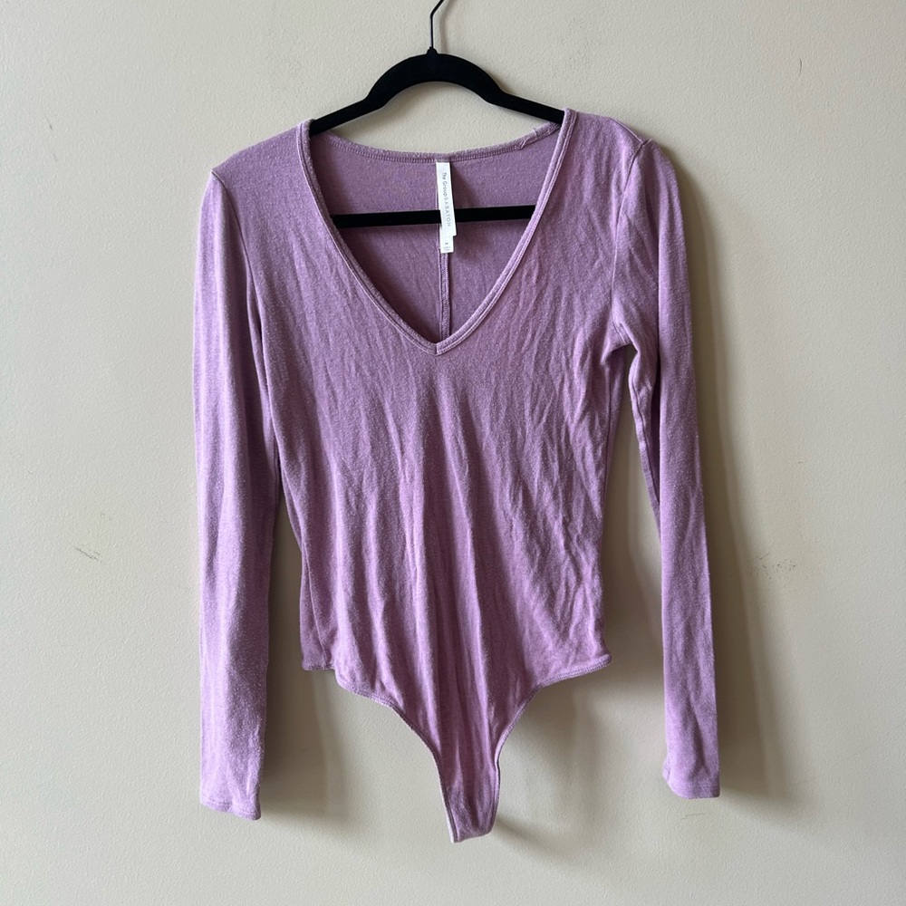 Babaton Asymmetrical Fitted Purple Bodysuit